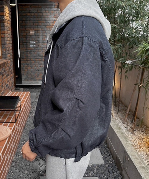 NOWLE(ノウル)の「【NOWLE】スタンドカラー ブラック デニムブルゾン(デニムジャケット・メンズ・ダークネイビー・MEDIUM/LARGE/X-LARGE)」の10枚目の写真