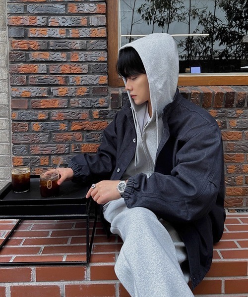 NOWLE(ノウル)の「【NOWLE】スタンドカラー ブラック デニムブルゾン(デニムジャケット・メンズ・ダークネイビー・MEDIUM/LARGE/X-LARGE)」の13枚目の写真