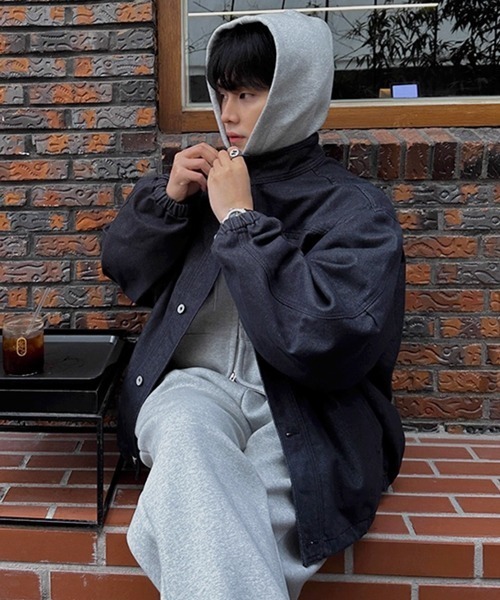 NOWLE(ノウル)の「【NOWLE】スタンドカラー ブラック デニムブルゾン(デニムジャケット・メンズ・ダークネイビー・MEDIUM/LARGE/X-LARGE)」の14枚目の写真