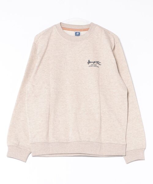 HANGTEN(ハンテン)の「【HANGTEN/ハンテン】起毛バックプリントトレーナー/スウェット ユニセックス 長袖 クルーネック サーフ バックプリント ロゴ カジュアル ストリート アメカジ ヴィンテージ レトロ(スウェット・メンズ・エンジ/ベージュ/ネイビー/グレー・MEDIUM/LARGE/X-LARGE)」の1枚目の写真