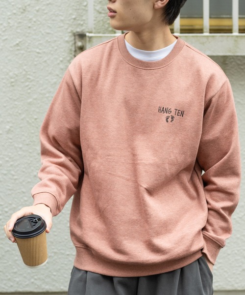 HANGTEN(ハンテン)の「【HANGTEN/ハンテン】起毛バックプリントトレーナー/スウェット ユニセックス 長袖 クルーネック サーフ バックプリント ロゴ カジュアル ストリート アメカジ ヴィンテージ レトロ(スウェット・メンズ・エンジ/ベージュ/ネイビー/グレー・MEDIUM/LARGE/X-LARGE)」の4枚目の写真