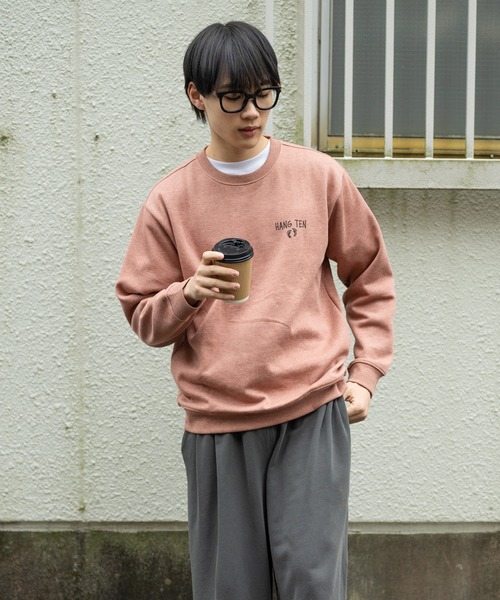 HANGTEN(ハンテン)の「【HANGTEN/ハンテン】起毛バックプリントトレーナー/スウェット ユニセックス 長袖 クルーネック サーフ バックプリント ロゴ カジュアル ストリート アメカジ ヴィンテージ レトロ(スウェット・メンズ・エンジ/ベージュ/ネイビー/グレー・MEDIUM/LARGE/X-LARGE)」の5枚目の写真