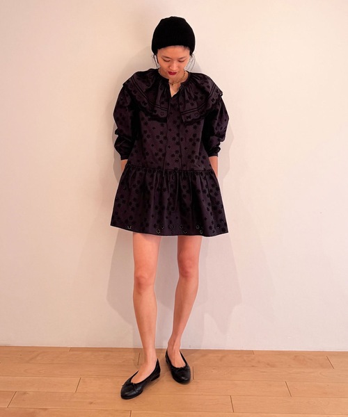 HOLIDAY（ホリデイ）の「LACE BIG COLLAR MINI DRESS レースビッグカラーミニドレス（ワンピース・レディース・ホワイト/ブラック・ONE SIZE）」の13枚目の写真
