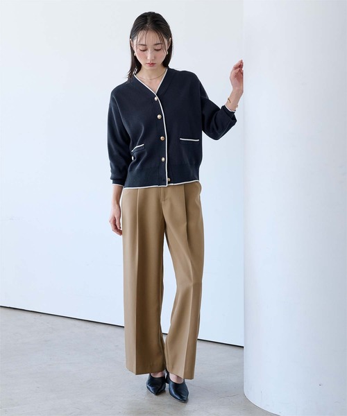 UR'S(ユアーズ)の「Vネックゴールド釦カーディガン(カーディガン/ボレロ・レディース・ブラック/ネイビー/チャコール/キャメル・L/M/S)」の19枚目の写真