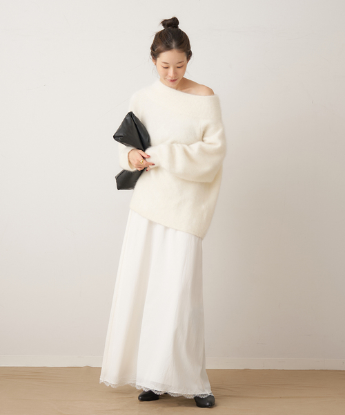 plage(プラージュ)の「solstiss french lace スカート(スカート・レディース・ホワイト/ブラック・36/38)」の4枚目の写真