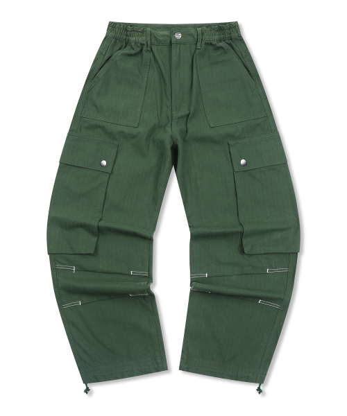 GLACK(グラック)の「GP172 ルーズカーゴヘリンボーンコットンパンツ (オリーブ)(その他パンツ・レディース・その他・SMALL/MEDIUM/LARGE)」の1枚目の写真