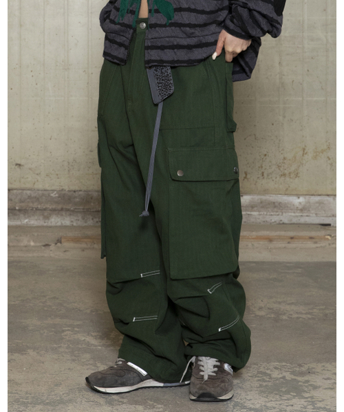 GLACK(グラック)の「GP172 ルーズカーゴヘリンボーンコットンパンツ (オリーブ)(その他パンツ・レディース・その他・SMALL/MEDIUM/LARGE)」の8枚目の写真