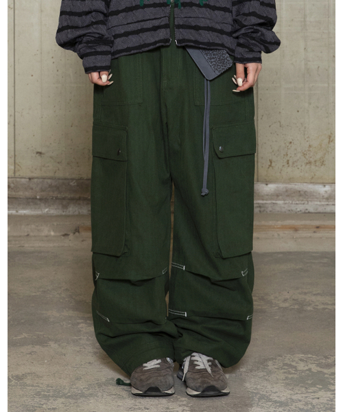 GLACK(グラック)の「GP172 ルーズカーゴヘリンボーンコットンパンツ (オリーブ)(その他パンツ・レディース・その他・SMALL/MEDIUM/LARGE)」の9枚目の写真