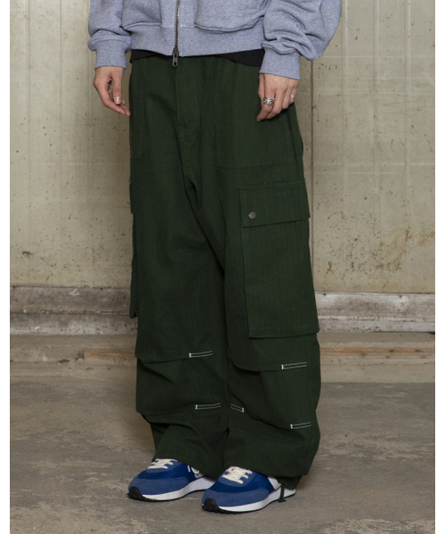 GLACK(グラック)の「GP172 ルーズカーゴヘリンボーンコットンパンツ (オリーブ)(その他パンツ・レディース・その他・SMALL/MEDIUM/LARGE)」の10枚目の写真