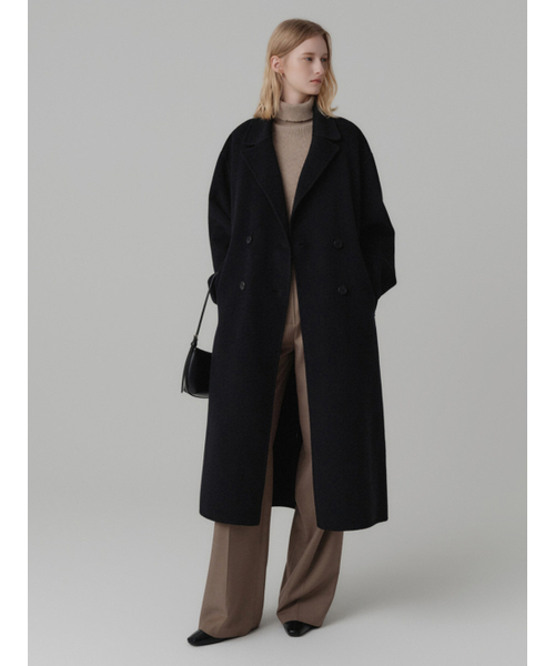 LOOKAST(ルックキャスト)の「セリアウールカシミヤハンドメイドダブルコート / SERRIA WOOL CASHMERE HANDMADE DOUBLE COAT_4colors(チェスターコート・レディース・ブラック/ライトベージュ/ダークグレー/ダークブラウン・ONE)」の6枚目の写真