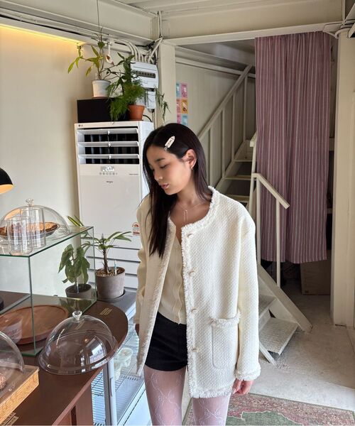 VANONE ATELIER(バノンアトリエ)の「O3735 ラウンドツイードジャケット_Ivory(テーラードジャケット・レディース・アイボリー・FREE)」の2枚目の写真