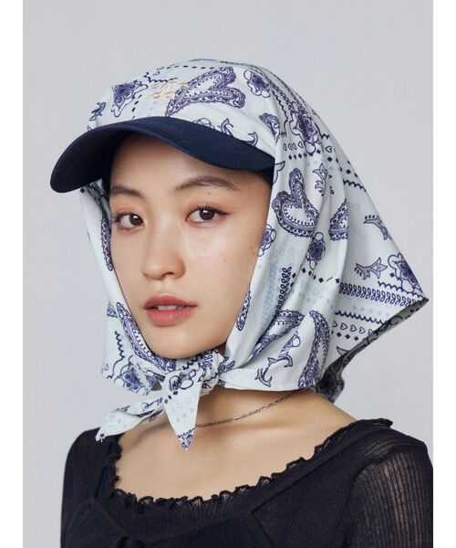 EMODA（エモダ）の「2トーンスカーフキャップ（キャップ・レディース・ネイビー/ホワイト・FREE）」の8枚目の写真