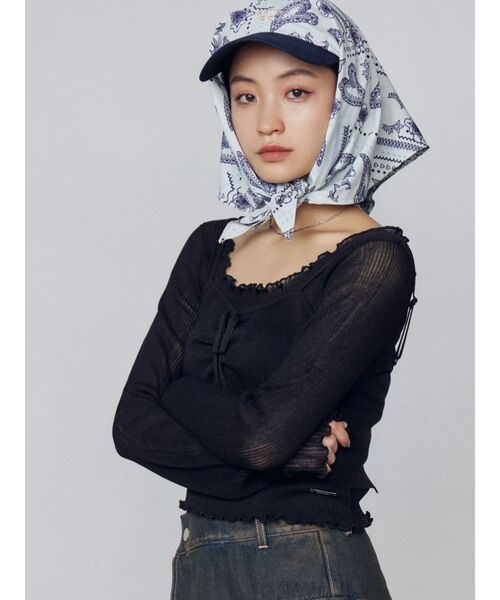 EMODA（エモダ）の「2トーンスカーフキャップ（キャップ・レディース・ネイビー/ホワイト・FREE）」の9枚目の写真