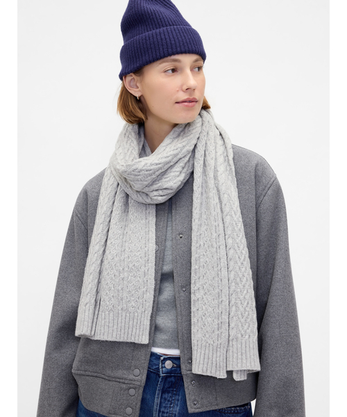 セール】CashSoft カシミヤタッチ ケーブルニットマフラー（マフラー