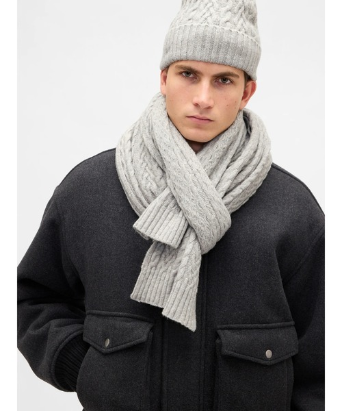 セール】CashSoft カシミヤタッチ ケーブルニットマフラー（マフラー