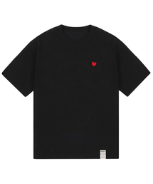 [UNISEX-24]ドローイングハート半袖Tシャツ_ブラック
