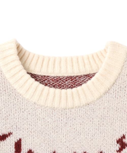 atmos pink(アトモスピンク)の「atmos pink Logo Crew Knit Tops / アトモス ピンク ロゴ クルー ニット トップス(ニット/セーター・レディース・ホワイト/レッド/ブラック・FREE)」の4枚目の写真