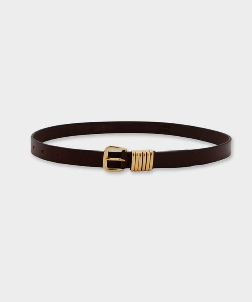 CINOH(チノ)の「SLIM LEATHER BELT/ALL GOLD DETAIL(ベルト・メンズ・ブラウン・S/M)」の2枚目の写真