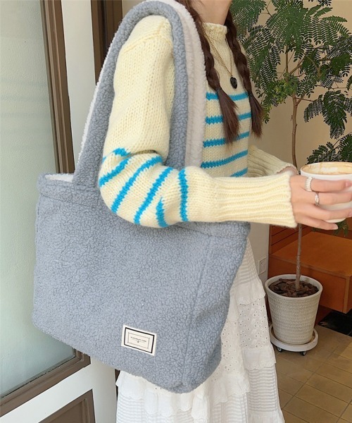 Miniministore(ミニミニストア)の「トートバッグ 両面 もこもこ 大容量(トートバッグ・レディース・ホワイト×ブラウン/ホワイト×グレー・FREE)」の11枚目の写真