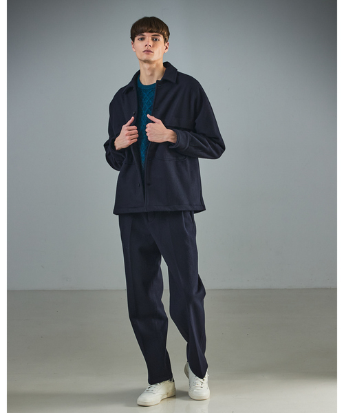 ABAHOUSE（アバハウス）の「【セットアップ対応】ウールミルド CPOシャツブルゾン/ ボックスシルエット（ブルゾン・メンズ・ネイビー/グレー・46/48）」の3枚目の写真