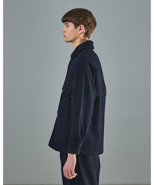 ABAHOUSE（アバハウス）の「【セットアップ対応】ウールミルド CPOシャツブルゾン/ ボックスシルエット（ブルゾン・メンズ・ネイビー/グレー・46/48）」の4枚目の写真
