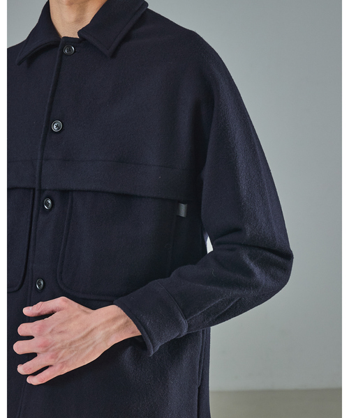 ABAHOUSE（アバハウス）の「【セットアップ対応】ウールミルド CPOシャツブルゾン/ ボックスシルエット（ブルゾン・メンズ・ネイビー/グレー・46/48）」の7枚目の写真