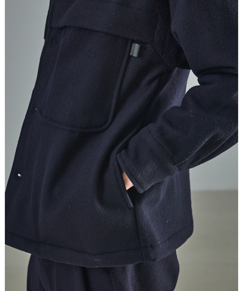 ABAHOUSE（アバハウス）の「【セットアップ対応】ウールミルド CPOシャツブルゾン/ ボックスシルエット（ブルゾン・メンズ・ネイビー/グレー・46/48）」の12枚目の写真