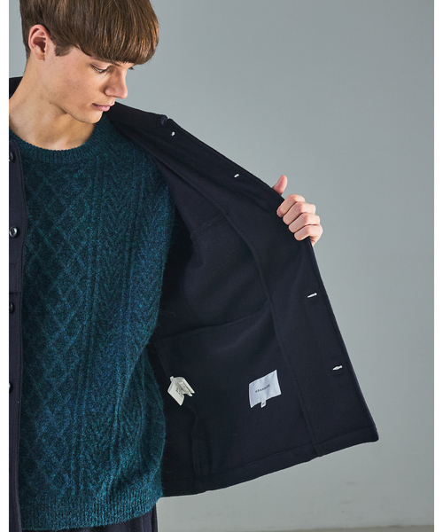 ABAHOUSE（アバハウス）の「【セットアップ対応】ウールミルド CPOシャツブルゾン/ ボックスシルエット（ブルゾン・メンズ・ネイビー/グレー・46/48）」の13枚目の写真