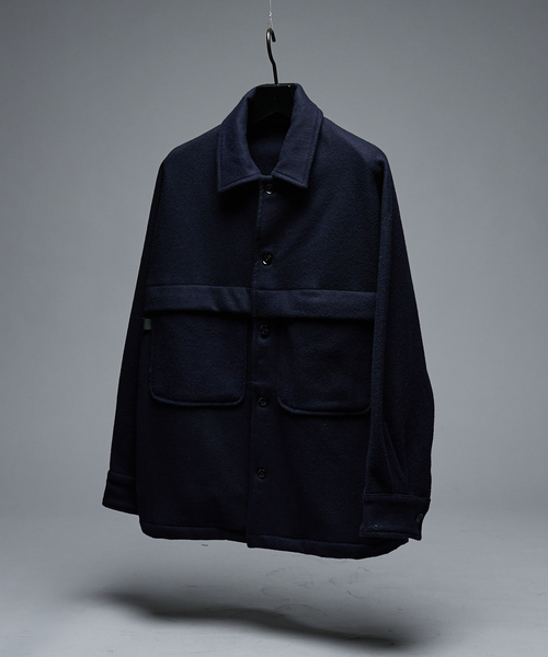 ABAHOUSE（アバハウス）の「【セットアップ対応】ウールミルド CPOシャツブルゾン/ ボックスシルエット（ブルゾン・メンズ・ネイビー/グレー・46/48）」の15枚目の写真