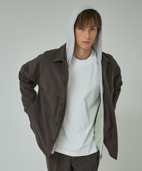 ABAHOUSE（アバハウス）の「【セットアップ対応】ウールミルド CPOシャツブルゾン/ ボックスシルエット（ブルゾン・メンズ・ネイビー/グレー・46/48）」の21枚目の写真