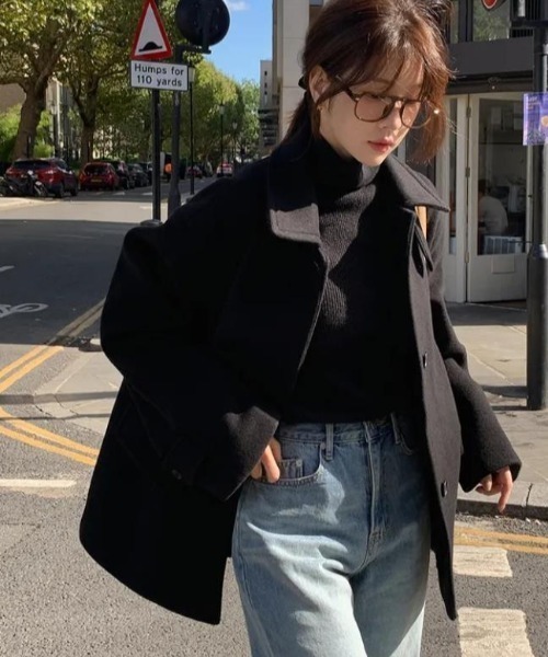 semplice(センプリチェ)の「ダッフルコート【韓国ファッション】(ダッフルコート・レディース・キャメル/ブラック・F)」の10枚目の写真
