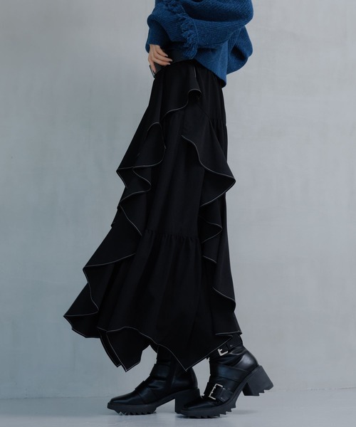 PAGEBOY(ページボーイ)の「ジグフリティアードスカート(スカート・レディース・ブルー/チャコールグレー/ブラック/グレイッシュベージュ・FREE)」の9枚目の写真