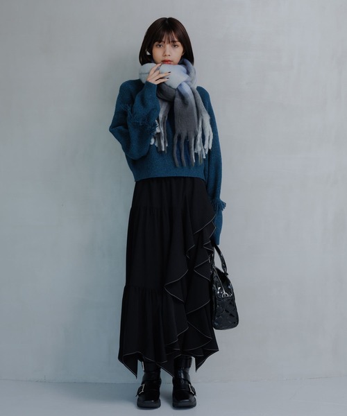 PAGEBOY(ページボーイ)の「ジグフリティアードスカート(スカート・レディース・ブルー/チャコールグレー/ブラック/グレイッシュベージュ・FREE)」の5枚目の写真