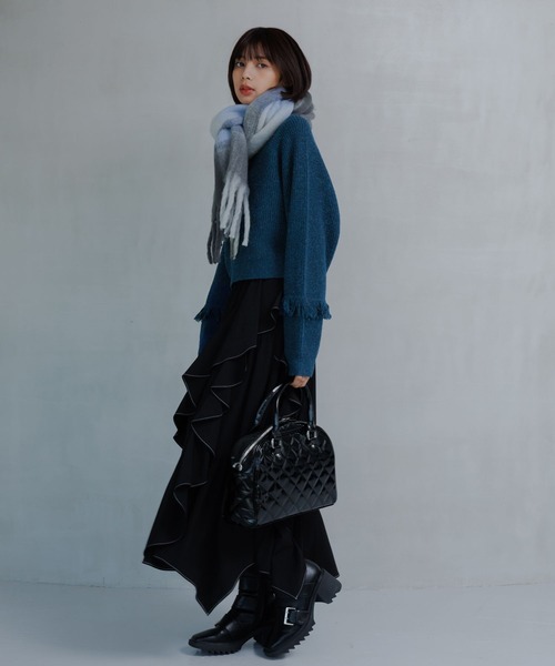 PAGEBOY(ページボーイ)の「ジグフリティアードスカート(スカート・レディース・ブルー/チャコールグレー/ブラック/グレイッシュベージュ・FREE)」の6枚目の写真