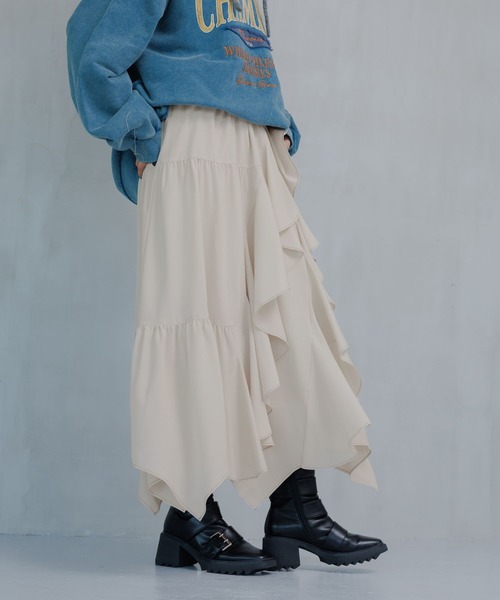 PAGEBOY(ページボーイ)の「ジグフリティアードスカート(スカート・レディース・ブルー/チャコールグレー/ブラック/グレイッシュベージュ・FREE)」の15枚目の写真