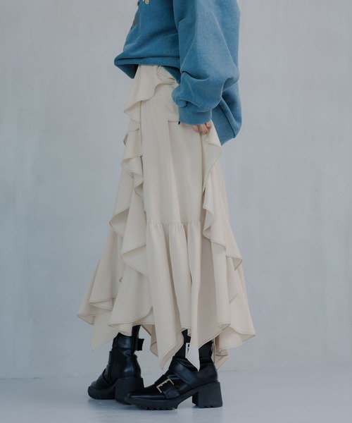 PAGEBOY(ページボーイ)の「ジグフリティアードスカート(スカート・レディース・ブルー/チャコールグレー/ブラック/グレイッシュベージュ・FREE)」の16枚目の写真