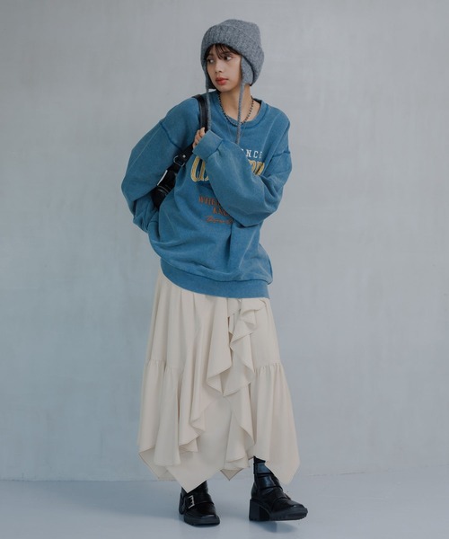 PAGEBOY(ページボーイ)の「ジグフリティアードスカート(スカート・レディース・ブルー/チャコールグレー/ブラック/グレイッシュベージュ・FREE)」の14枚目の写真