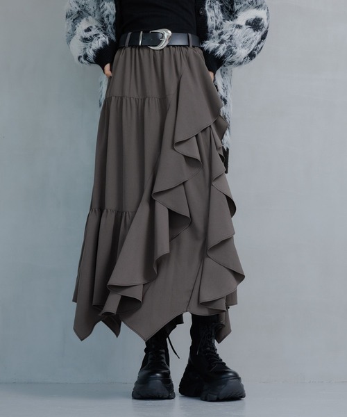 PAGEBOY(ページボーイ)の「ジグフリティアードスカート(スカート・レディース・ブルー/チャコールグレー/ブラック/グレイッシュベージュ・FREE)」の22枚目の写真