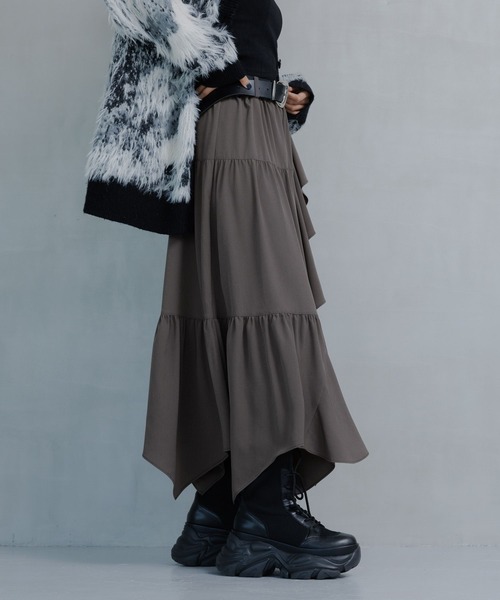 PAGEBOY（ページボーイ）の「ジグフリティアードスカート【ウエストゴム・ストレスフリー】（スカート・レディース・ブルー/チャコールグレー/ブラック/グレイッシュベージュ/レオパード・FREE）」の19枚目の写真