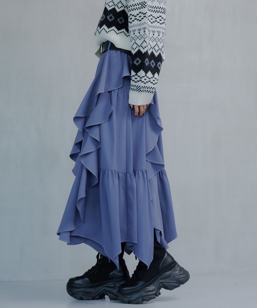 PAGEBOY（ページボーイ）の「ジグフリティアードスカート【ウエストゴム・ストレスフリー】（スカート・レディース・ブルー/チャコールグレー/ブラック/グレイッシュベージュ/レオパード・FREE）」の22枚目の写真