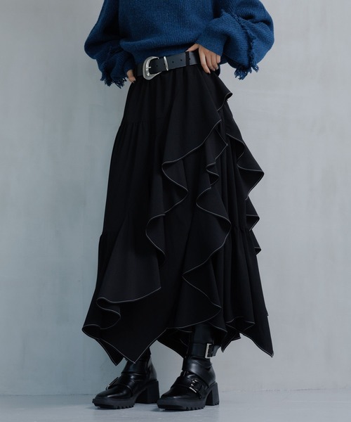 PAGEBOY(ページボーイ)の「ジグフリティアードスカート(スカート・レディース・ブルー/チャコールグレー/ブラック/グレイッシュベージュ・FREE)」の10枚目の写真