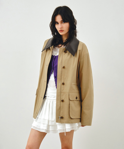 MONGDOL(モンドル)の「コットンワークハーフジャケットベージュMDJK039BEIGE(ミリタリージャケット・レディース・その他・F)」の5枚目の写真