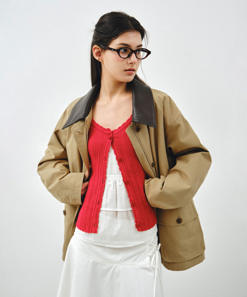MONGDOL(モンドル)の「コットンワークハーフジャケットベージュMDJK039BEIGE(ミリタリージャケット・レディース・その他・F)」の7枚目の写真