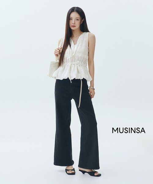 LADY VOLUME(レディーボリューム)の「ストレートフレアジーンズ (ブラック)(デニムパンツ・レディース・その他・SMALL/MEDIUM/LARGE)」の10枚目の写真