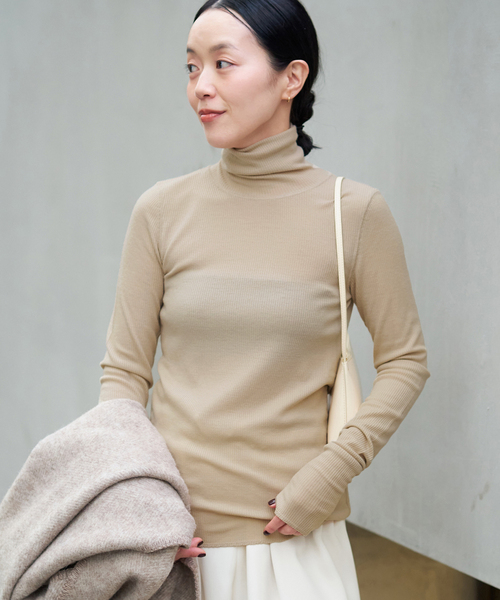 Plage wool jersey タートル （ベージュ） プラージュ Plage wool jersey タートル （ベージュ） - ファッション
