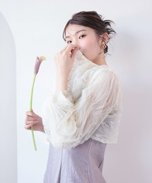【kaene別注企画】チュールエンブロイダリーボレロ 光沢サテンAラインドレス 2点セット パーティー結婚式 お呼ばれ オケージョンドレス