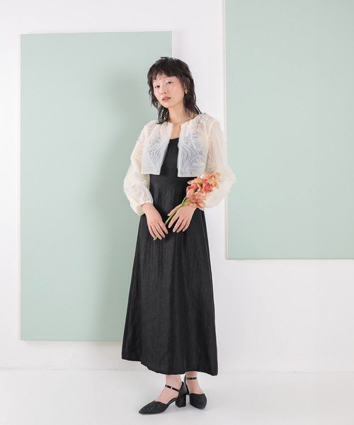 Kana(カナ)の「【kaene別注企画】チュールエンブロイダリーボレロ 光沢サテンAラインドレス 2点セット パーティー結婚式 お呼ばれ オケージョンドレス(ドレス・レディース・ラベンダー/ベージュ/ベージュ×ブラック・S)」の18枚目の写真