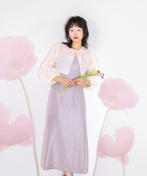 Kana(カナ)の「【kaene別注企画】チュールエンブロイダリーボレロ 光沢サテンAラインドレス 2点セット パーティー結婚式 お呼ばれ オケージョンドレス(ドレス・レディース・ラベンダー/ベージュ/ベージュ×ブラック・S)」の13枚目の写真