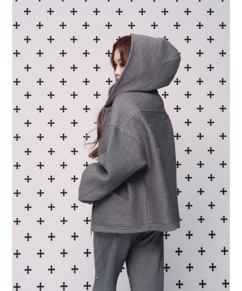 andwang kirakira zip up グレー パーカー M Kirakira zip up (gray)