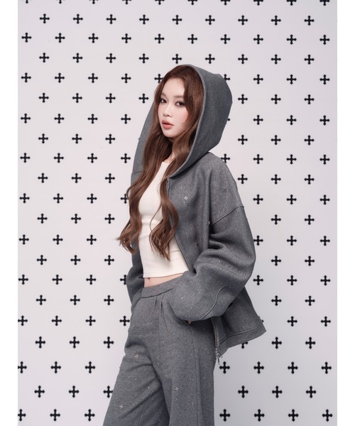 kirakira jewel zip up（パーカー）｜andwang（アンドワン）の